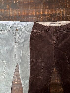 Women’s Eddie Bauer Corduroy Pants . Chocolate Brown and Light Grey